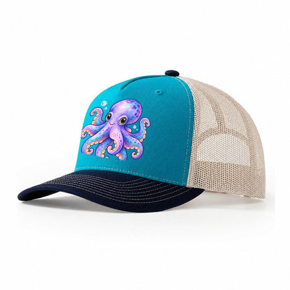 Octopus Playful Pinwheel Sea Sprite Trucker Hat – Teal Navy