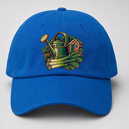 Allotment Shed Watering Can And Leeks Uk Culture Heritage Baseball Cap – Blue