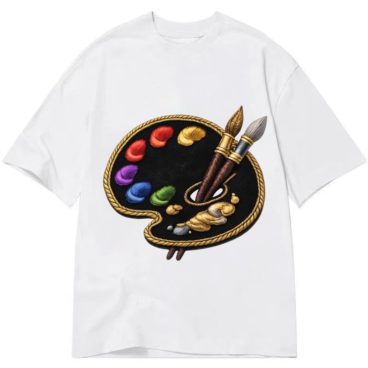 Artist Palette Rainbow Paints Embroidered Ea4b33 Classic T-shirt – White