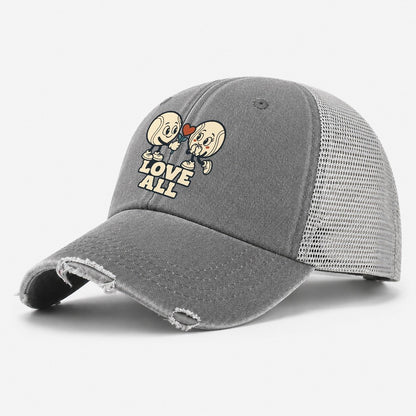 Love All Familiar Punchlines Washed Trucker Hat – Grey