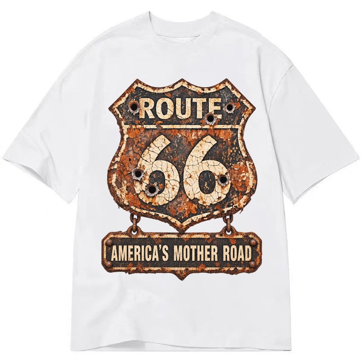 Route 66 Weathered Classic T-shirt – White