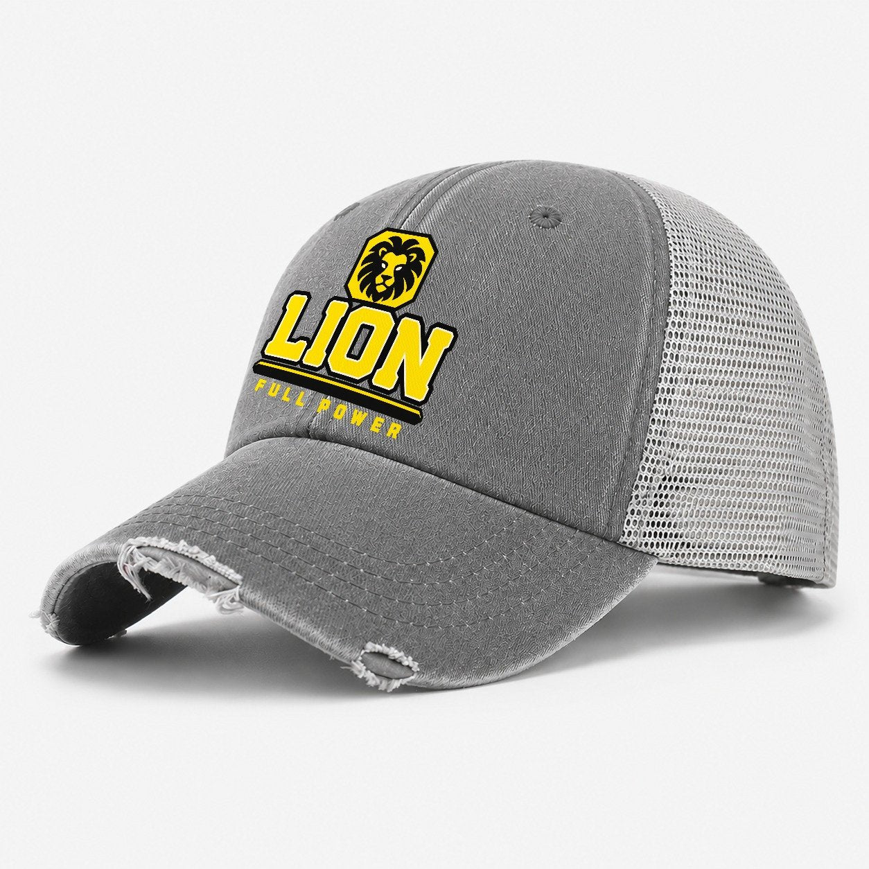 Lion Full Power Heavy Duty Washed Trucker Hat – Grey