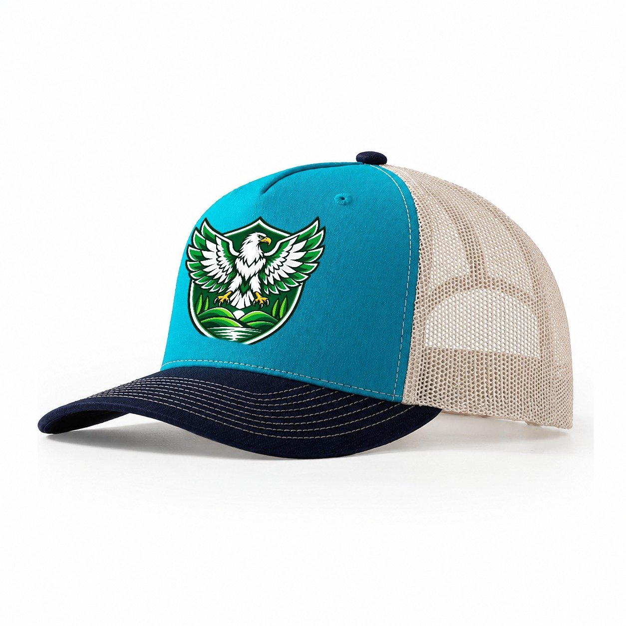 Nigeria Minimal Emblem Country Logos Trucker Hat – Teal Navy