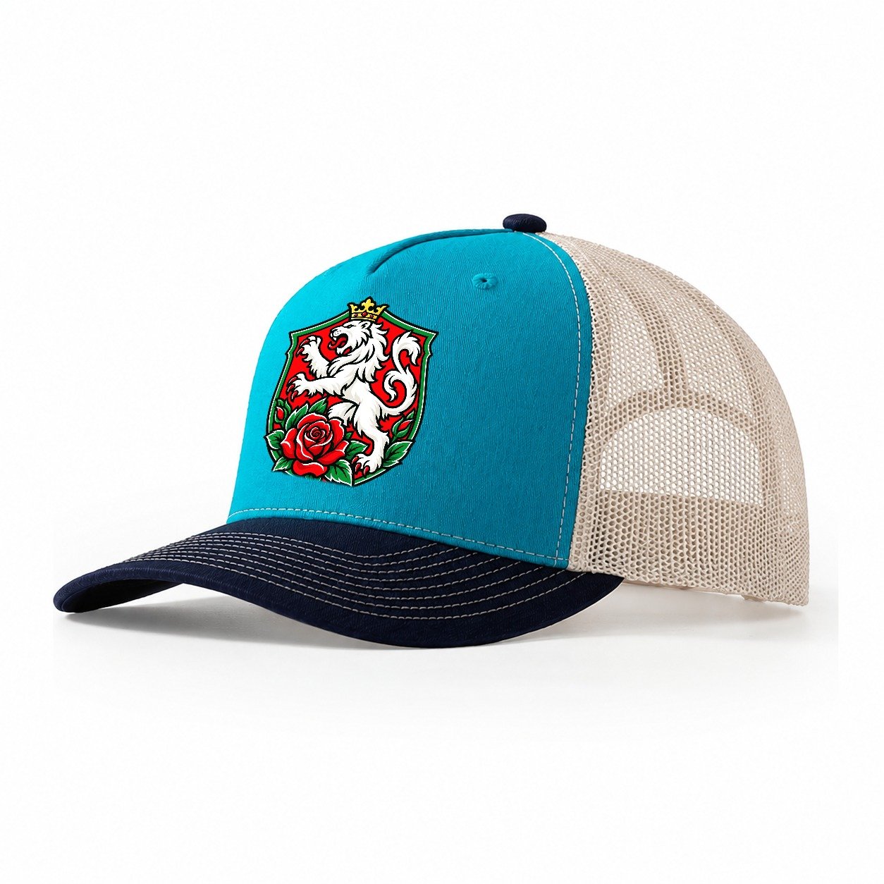 Bulgaria Minimal Emblem Country Logos Trucker Hat – Teal Navy