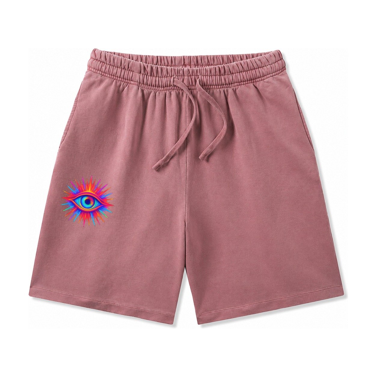 Rainbow Third Eye Prismatic Eye Radiating Spectrum Colors Re Washed Shorts – Burgundy