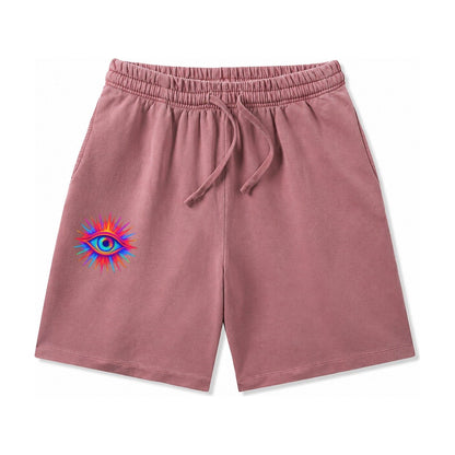 Rainbow Third Eye Prismatic Eye Radiating Spectrum Colors Re Washed Shorts – Burgundy