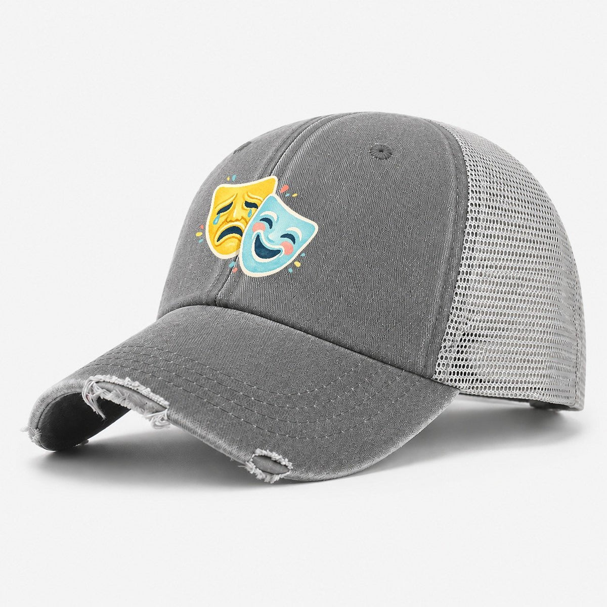 Black Labrador Portrait Washed Trucker Hat – Grey
