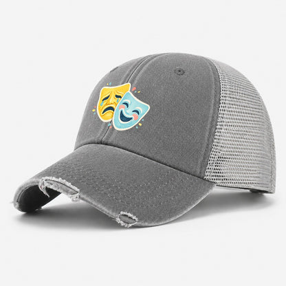 Black Labrador Portrait Washed Trucker Hat – Grey