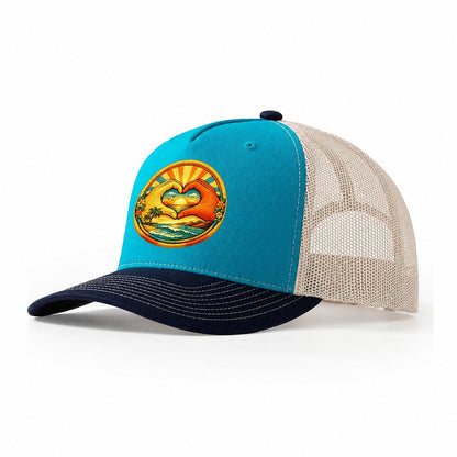 Golden Peace Trucker Hat – Teal Navy