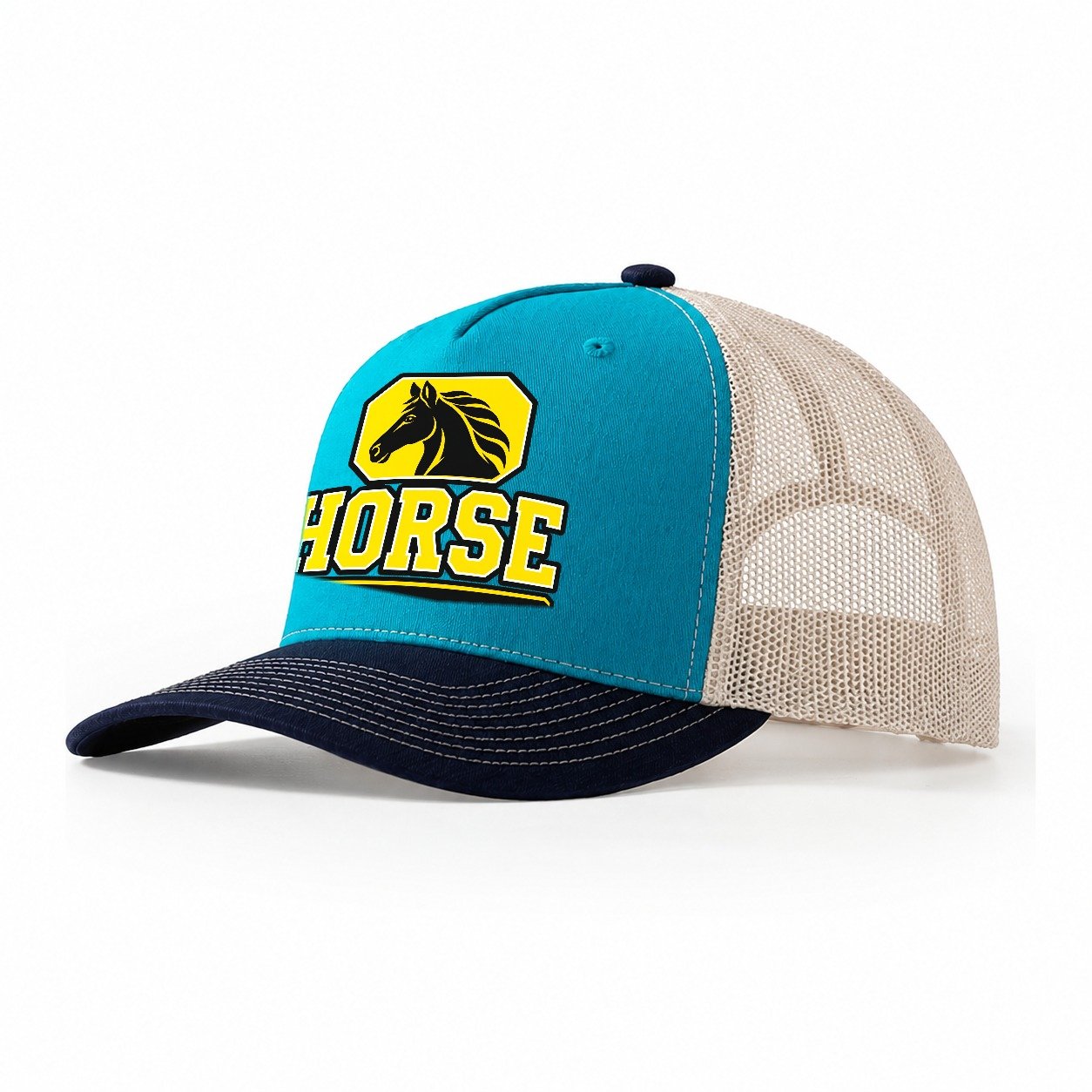 Horse One Horsepower Heavy Duty Trucker Hat – Teal Navy