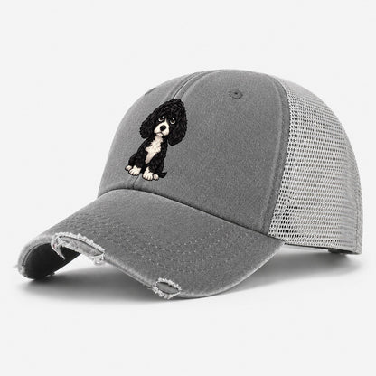 Portuguese Water Dog Sitting Sweetheart Washed Trucker Hat – Grey