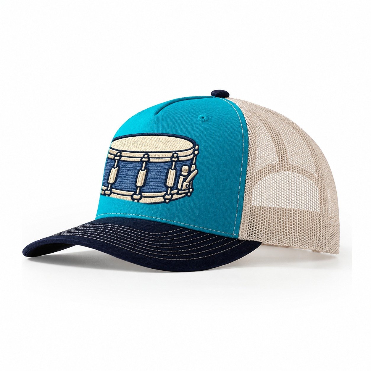 Snare Drum Tiny Solo Marks Trucker Hat – Teal Navy