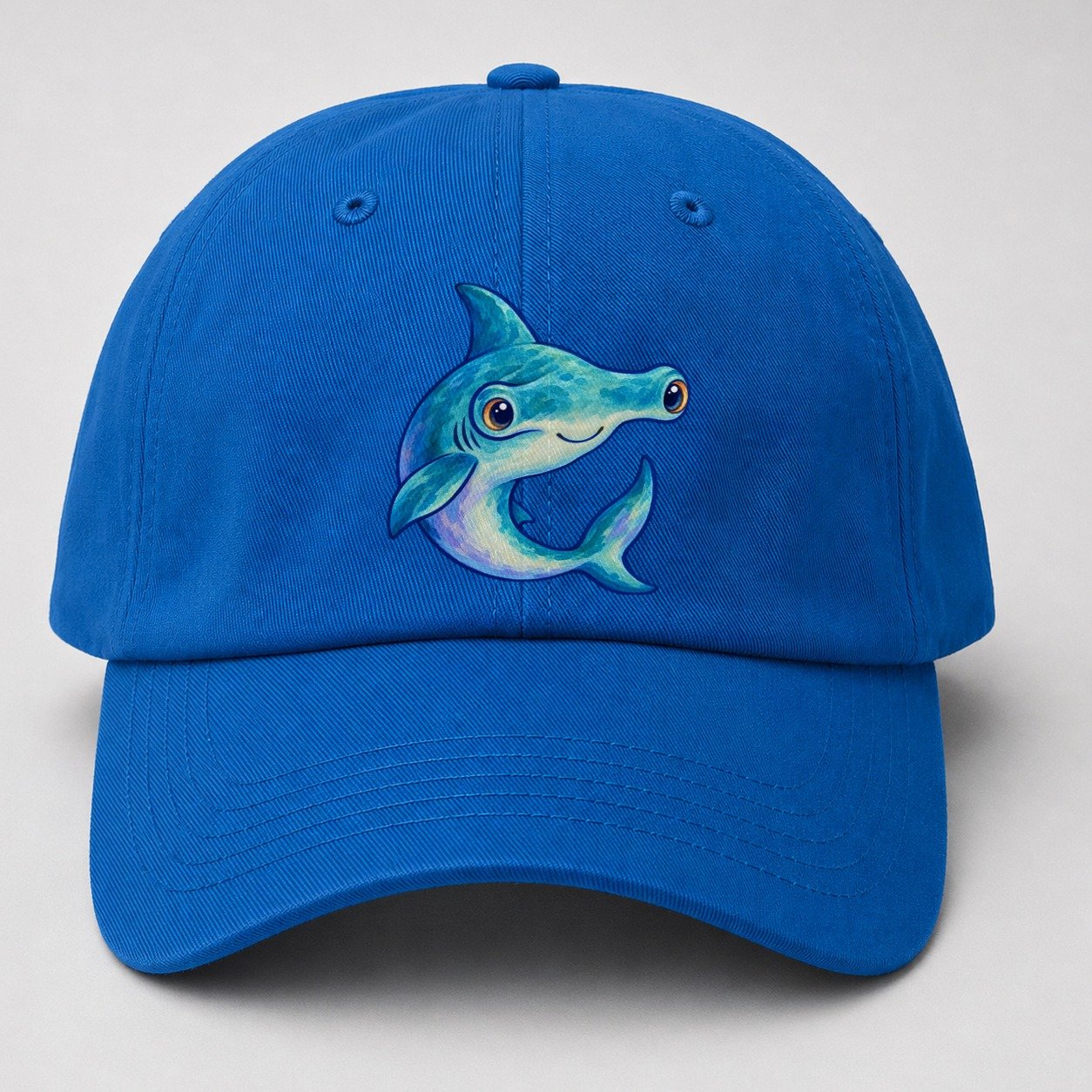 Hammerhead Shark Crescent Turn Sea Sprite Baseball Cap – Blue