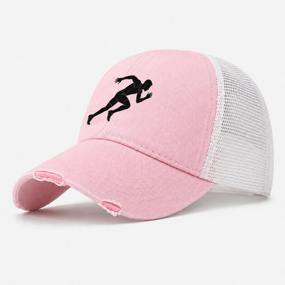 Sprinting Runner Silhouette Washed Trucker Hat – Light Pink
