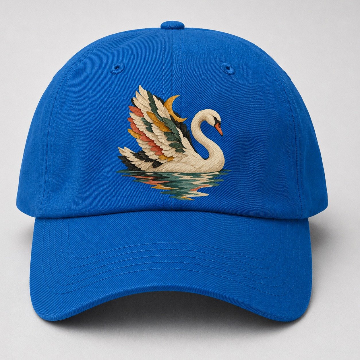 Swan Moon Reflection Gentle Wild Baseball Cap – Blue