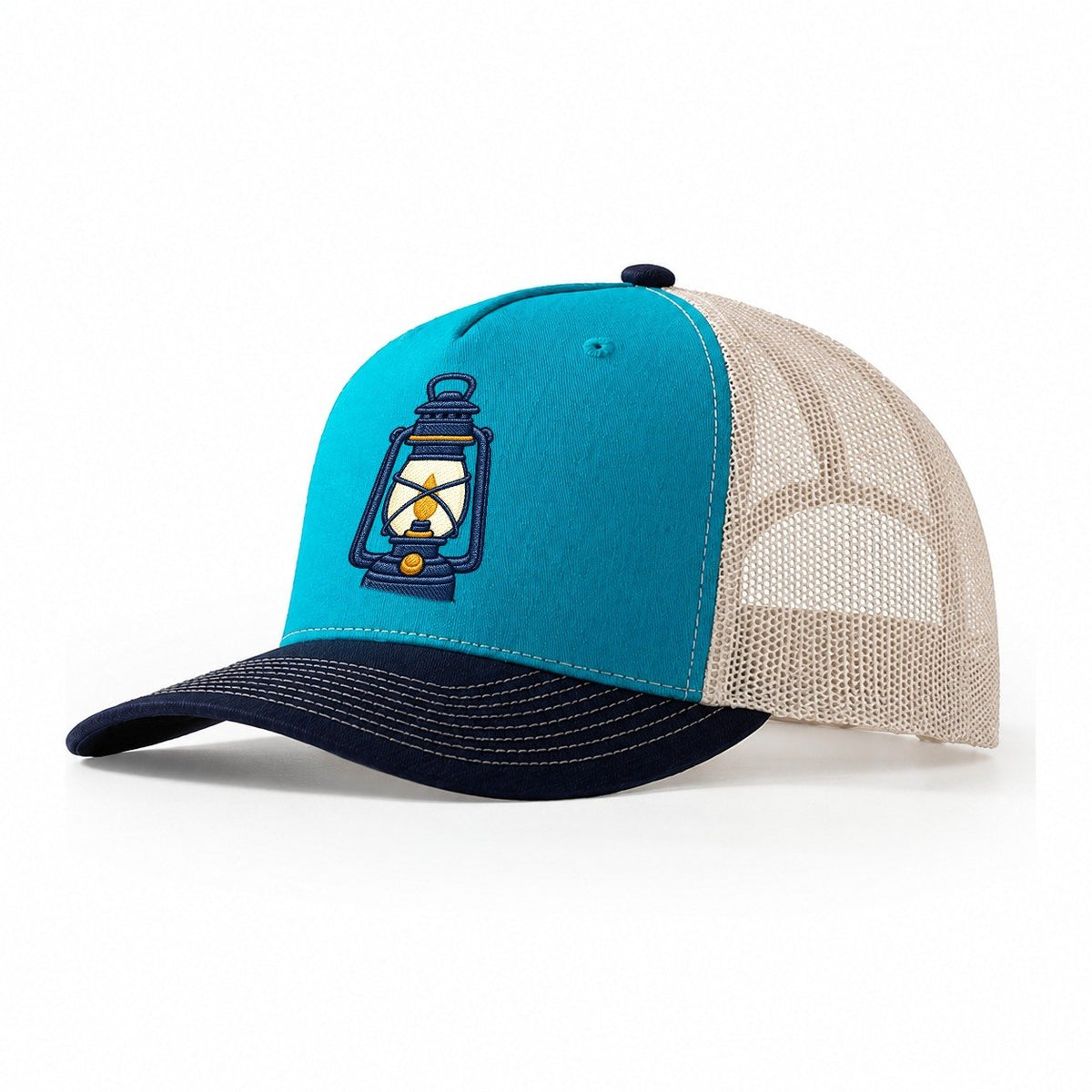 Camp Lantern Tiny Solo Marks Trucker Hat – Teal Navy