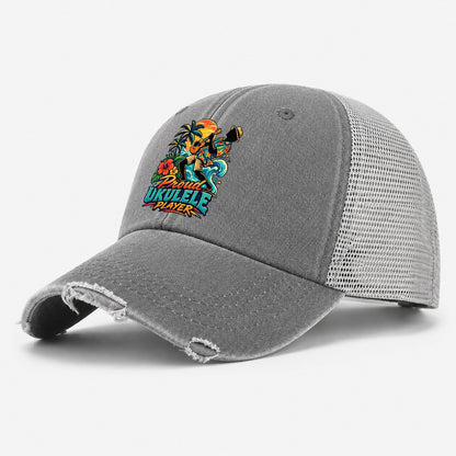Proud Ukulele Player Music Instruments Washed Trucker Hat – Grey