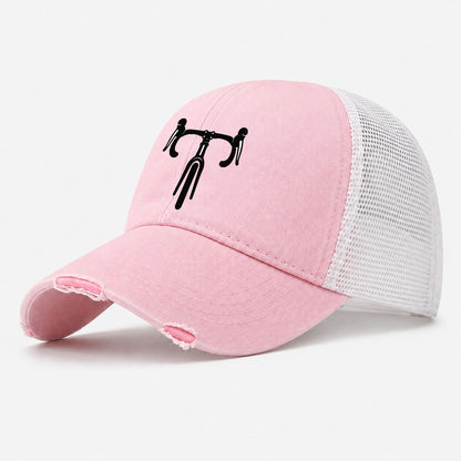 Drop Bar Silhouette Cycling Life Washed Trucker Hat – Light Pink
