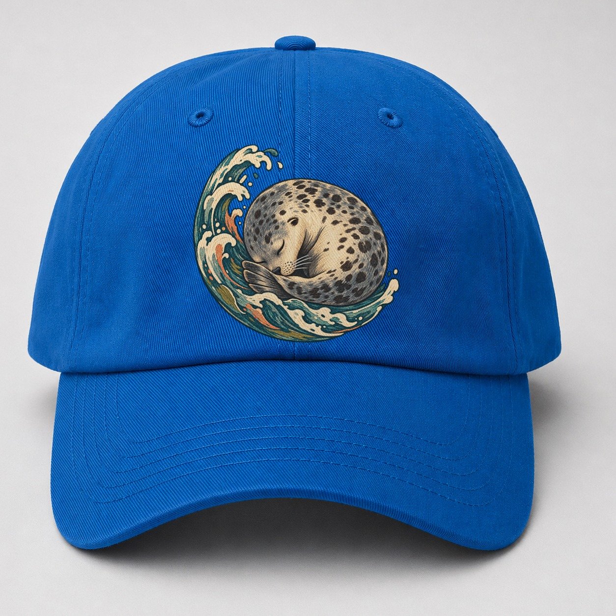 Sleeping Seal Tide Crescent Gentle Wild Baseball Cap – Blue