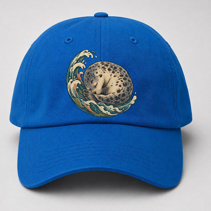 Sleeping Seal Tide Crescent Gentle Wild Baseball Cap – Blue
