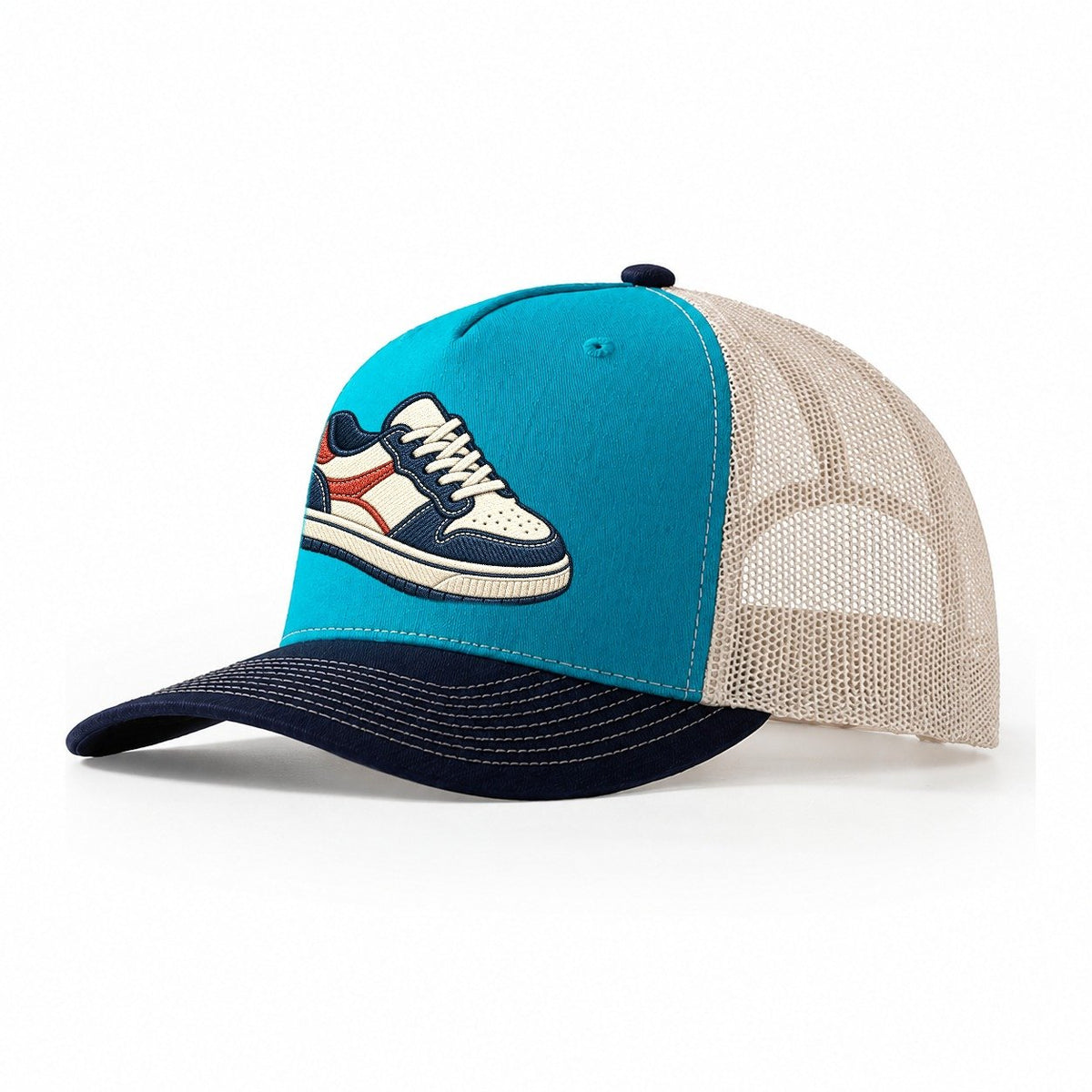 Low Top Court Sneaker Tiny Solo Marks Trucker Hat – Teal Navy