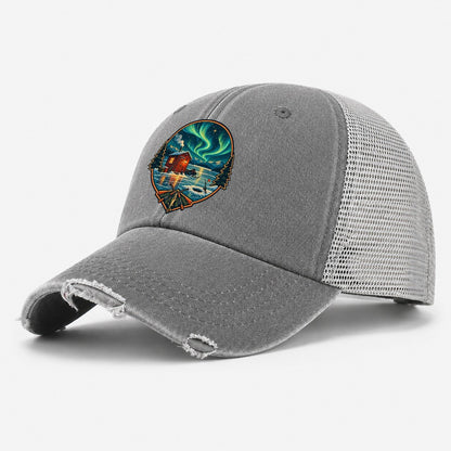 Northern Ice Shack Night Fishing Club Washed Trucker Hat – Grey