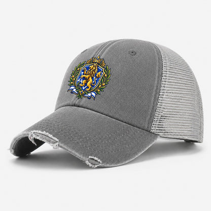 Israel Heraldic Crest Country Logos Washed Trucker Hat – Grey