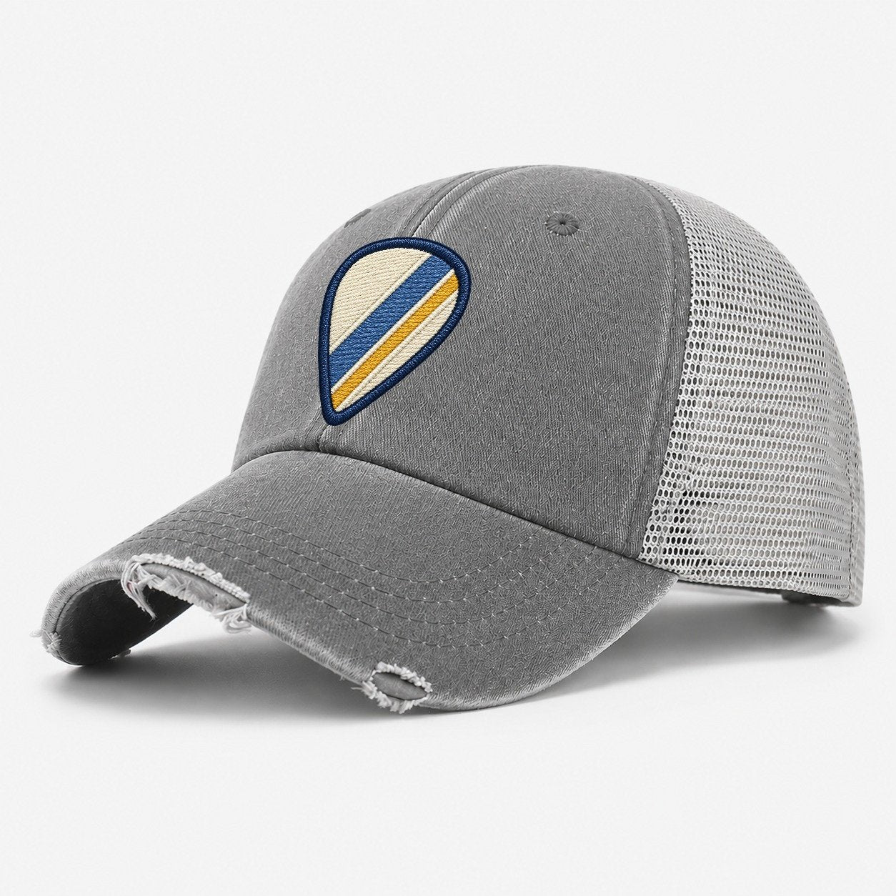 Guitar Pick Tiny Solo Marks Washed Trucker Hat – Grey