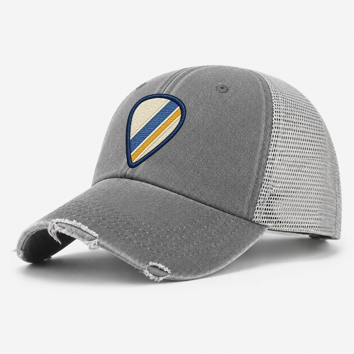 Guitar Pick Tiny Solo Marks Washed Trucker Hat – Grey