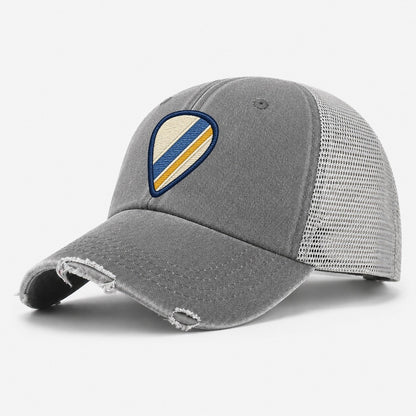 Guitar Pick Tiny Solo Marks Washed Trucker Hat – Grey