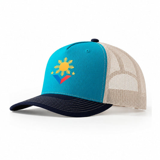 Philippines Sun Emblem Trucker Hat – Teal Navy