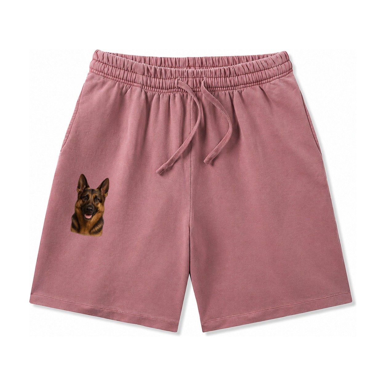 German Shepherd Portrait Washed Shorts – Burgundy