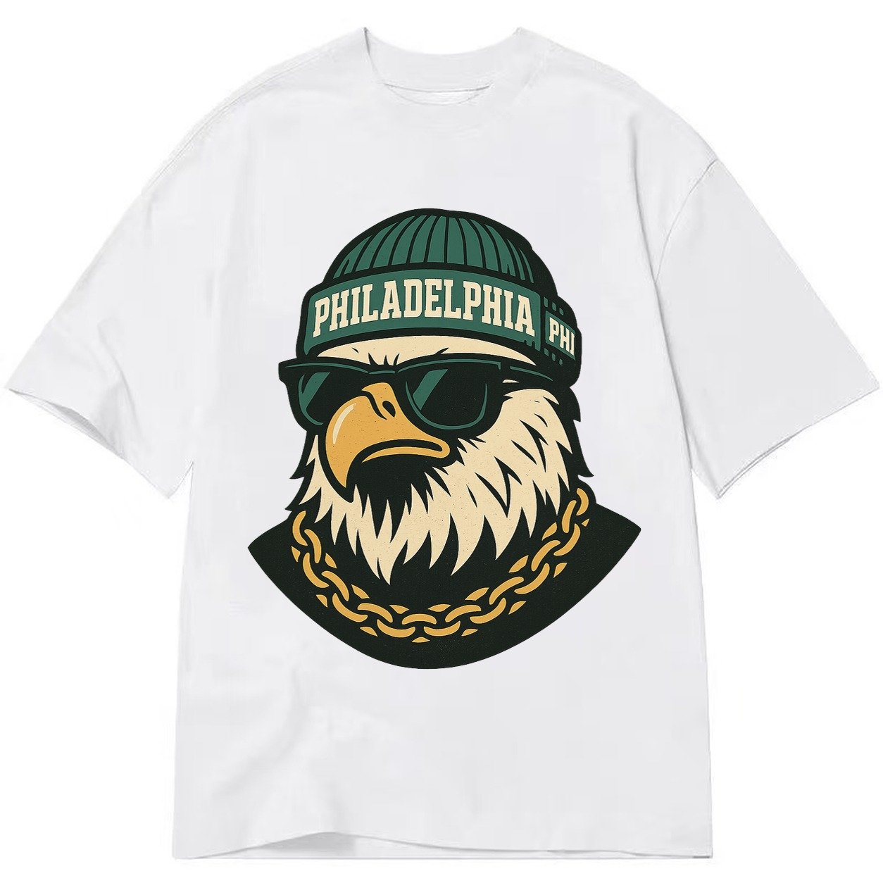 Animaleaglelocationtextphiladelphiainitialsphibeaniecolorgre Classic T-shirt – White