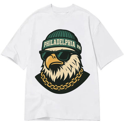 Animaleaglelocationtextphiladelphiainitialsphibeaniecolorgre Classic T-shirt – White