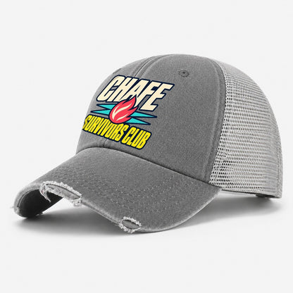 Chafe Survivors Club 90S Running Clubs Washed Trucker Hat – Grey