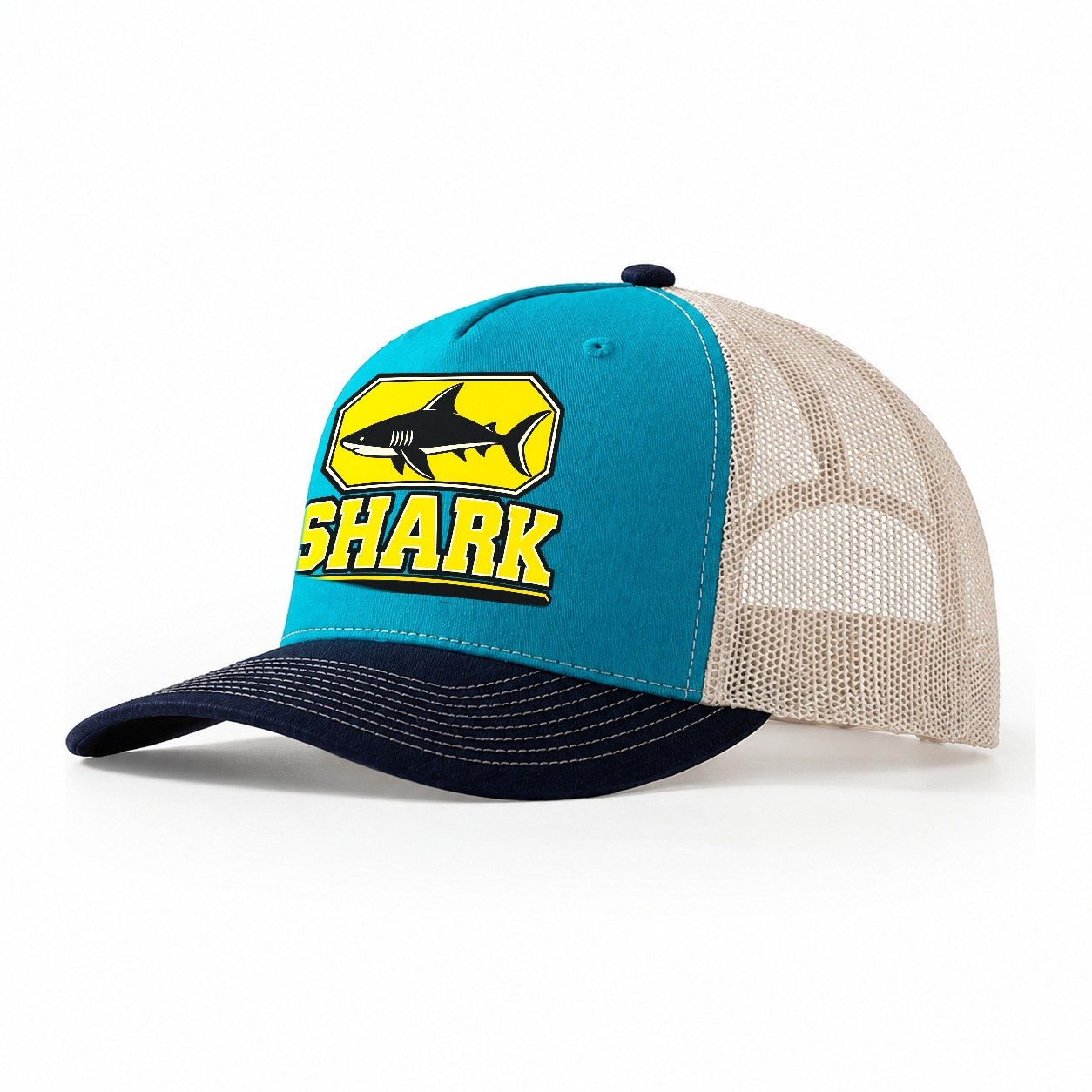Shark Deep Patrol Heavy Duty Trucker Hat – Teal Navy