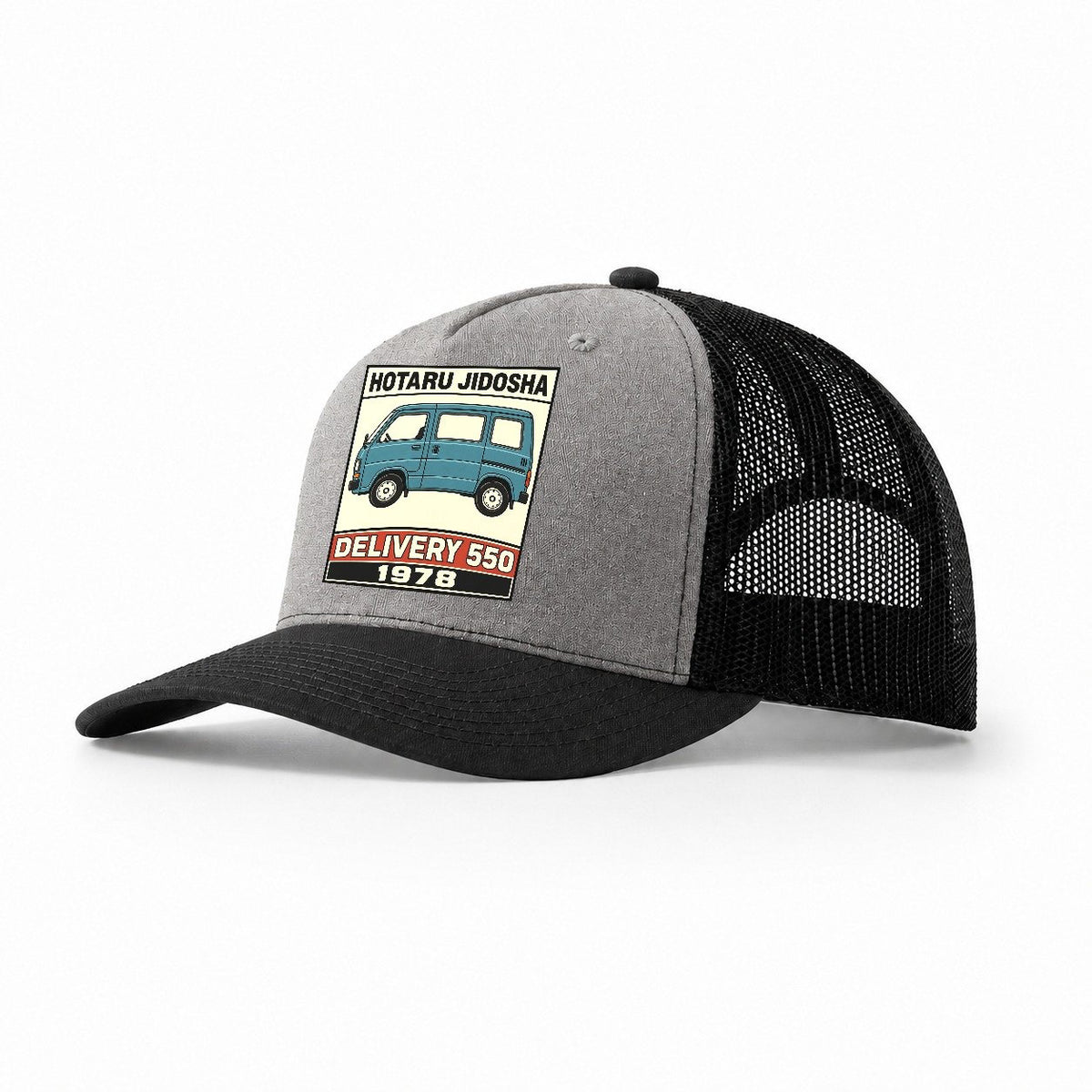 Hotaru Delivery Showa Speed Plates Trucker Hat – Grey Black
