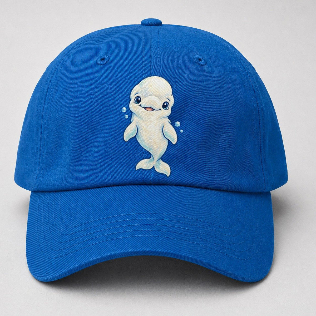 Beluga Whale Front Smile Sea Sprite Baseball Cap – Blue