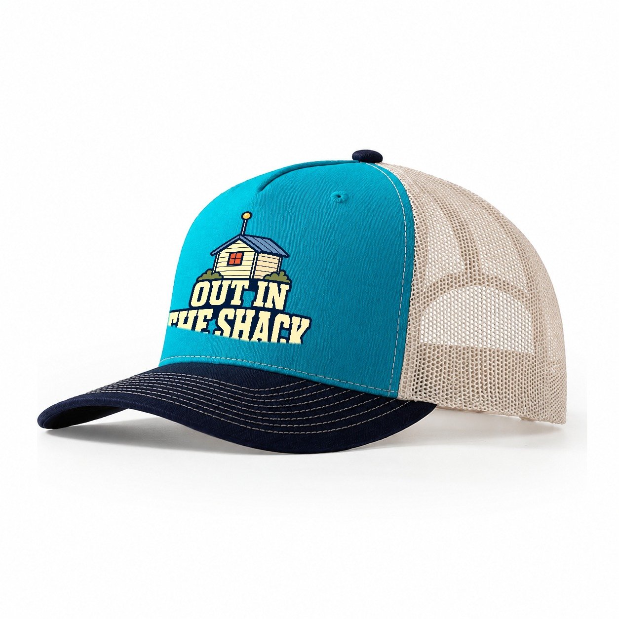 Out In The Shack Amateur Radio Trucker Hat – Teal Navy