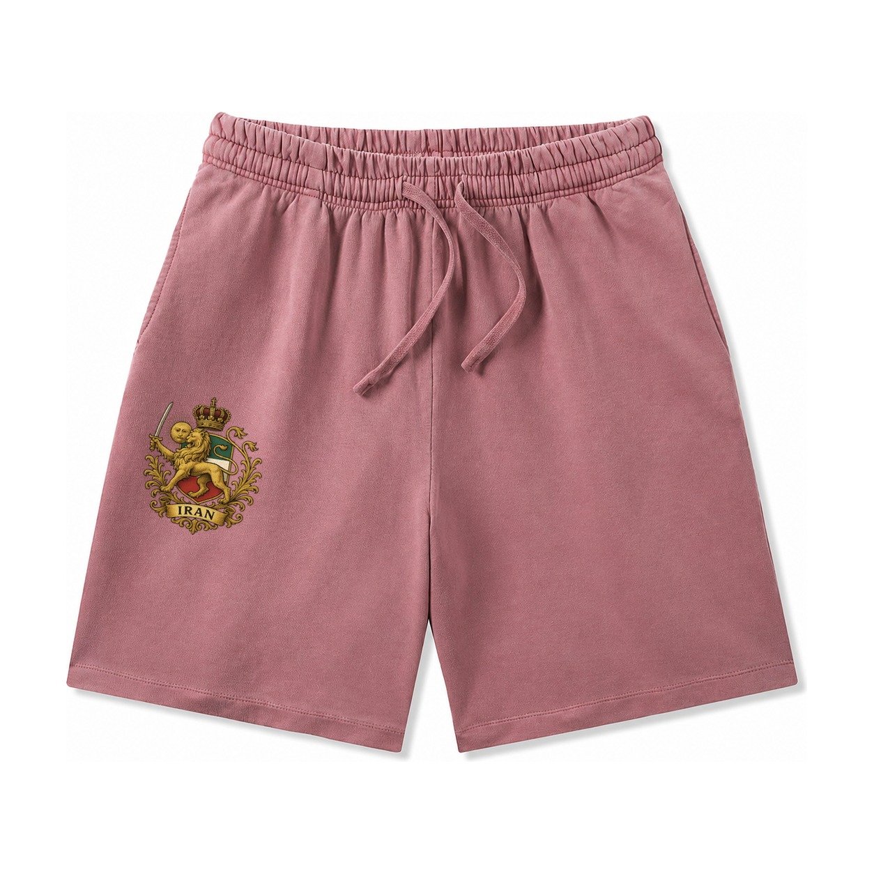 Royal Iran Coat Of Arms Washed Shorts – Burgundy