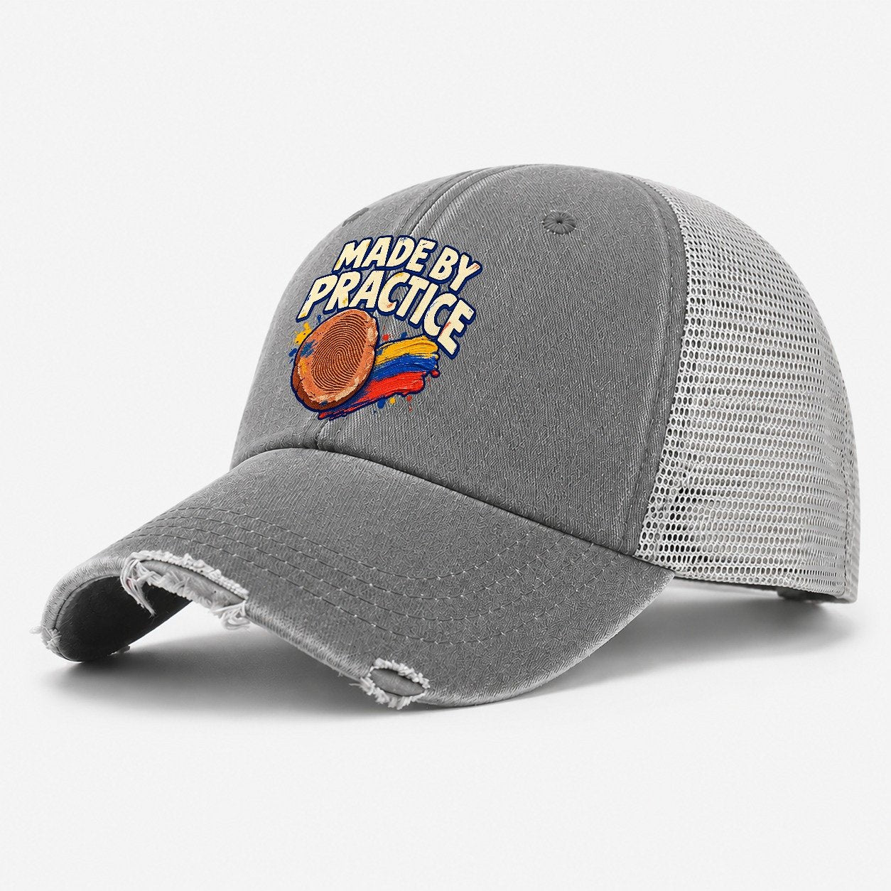 Made By Practice Clay Color Makers Washed Trucker Hat – Grey