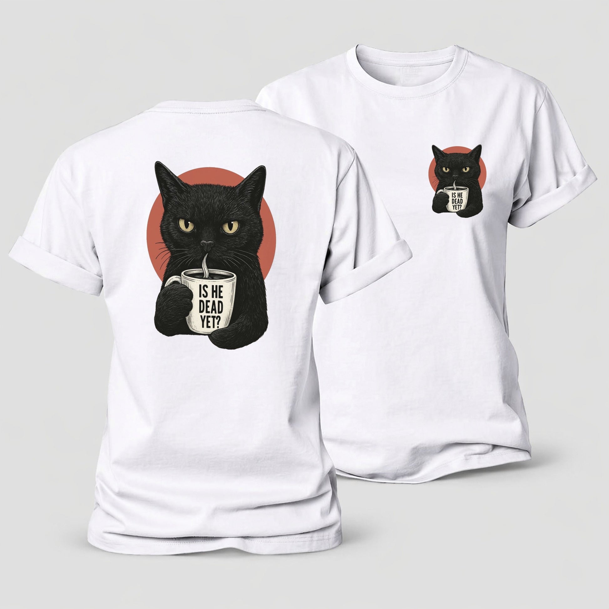 Is He Dead Yet Cat Women's Cotton T-Shirt – White