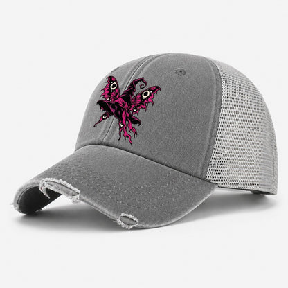 Moth Winged Witch Hat Witch Magic Washed Trucker Hat – Grey