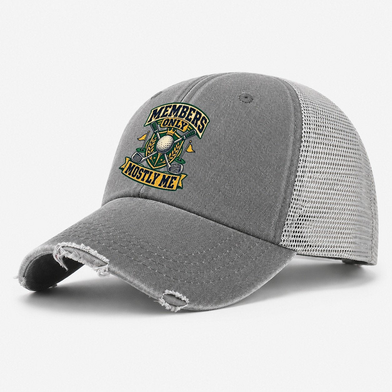 Members Only Mostly Me Golf Life Washed Trucker Hat – Grey