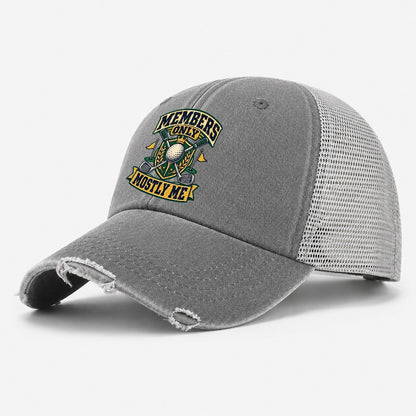Members Only Mostly Me Golf Life Washed Trucker Hat – Grey