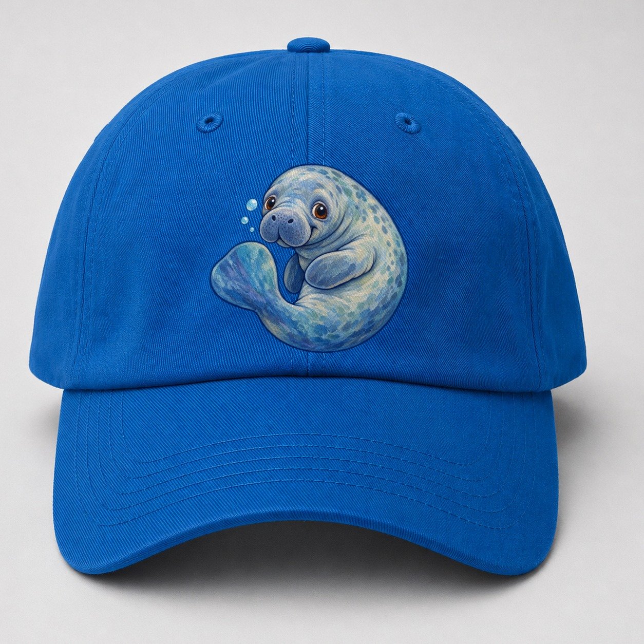 Manatee Curled Drift Sea Sprite Baseball Cap – Blue