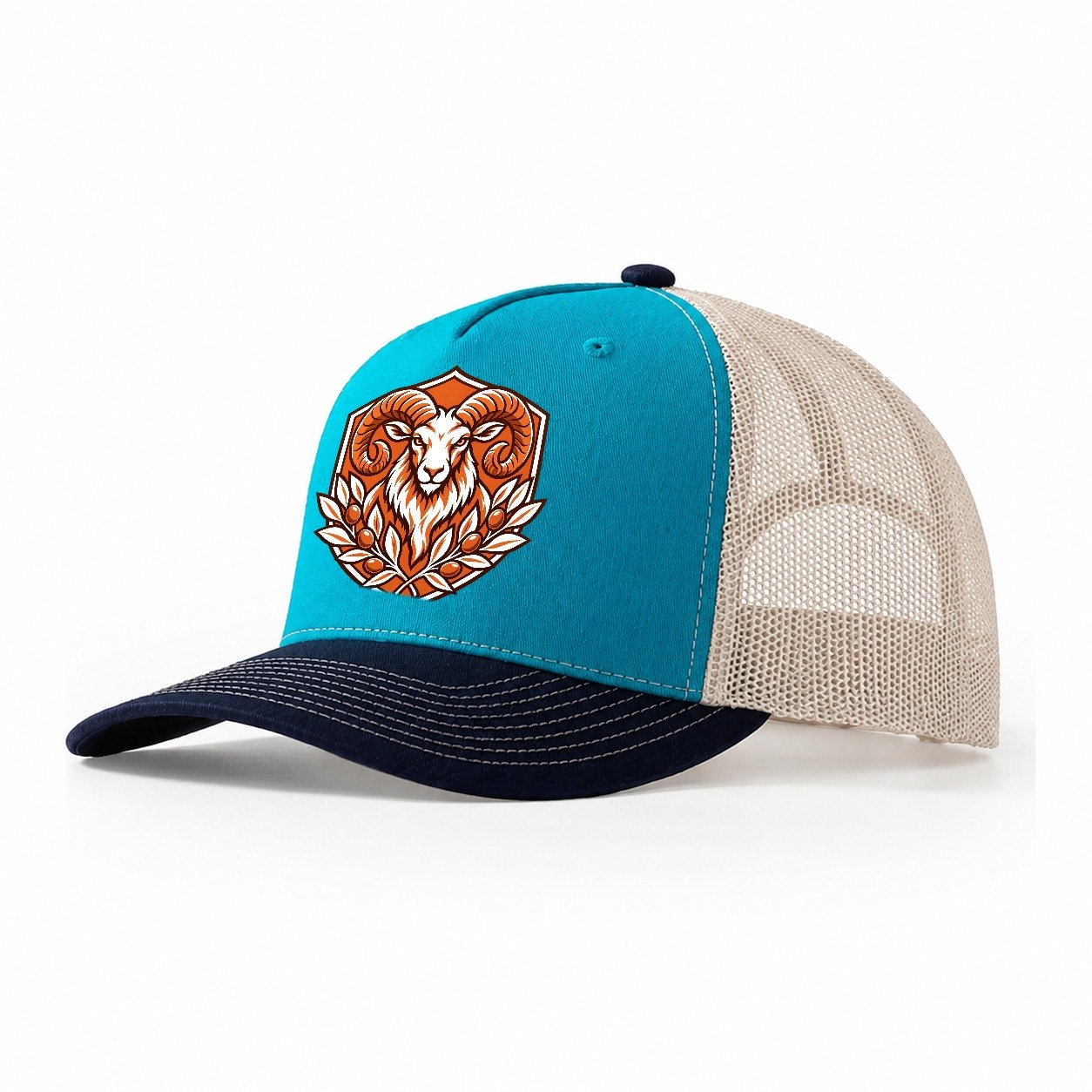 Cyprus Minimal Emblem Country Logos Trucker Hat – Teal Navy