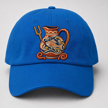 British Slipware Jug Kiln Fork And Clay Swirls Uk Culture Heritage Baseball Cap – Blue