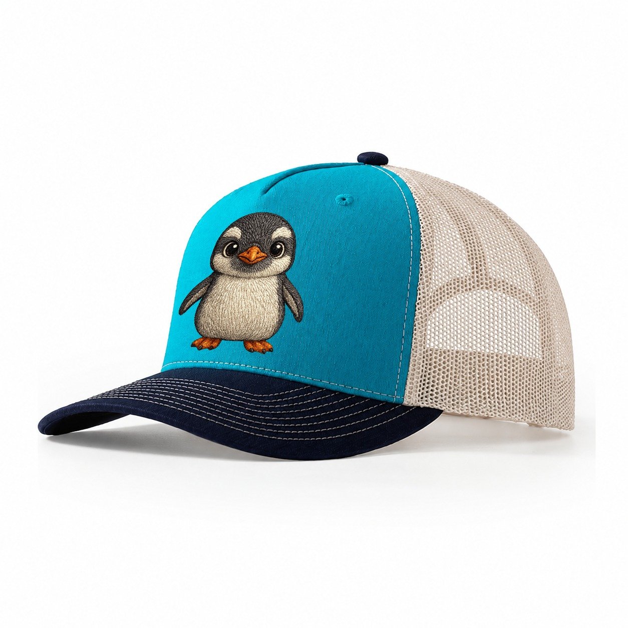 Baby Gentoo Penguin Trucker Hat – Teal Navy