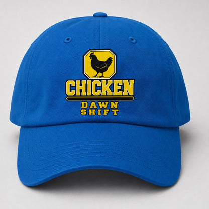 Chicken Dawn Shift Heavy Duty Baseball Cap – Blue